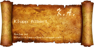 Klupp Albert névjegykártya